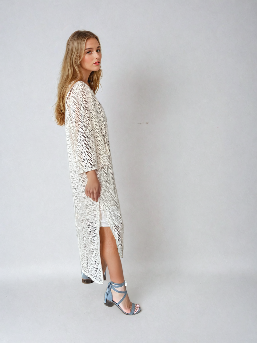 Crochet off white dress