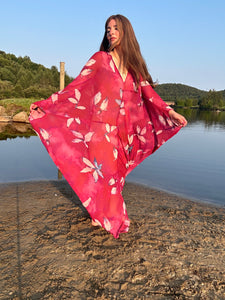 Fuchsia Floral Kaftan dress