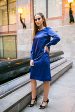 Load image into Gallery viewer, Sara Satin dress in blue